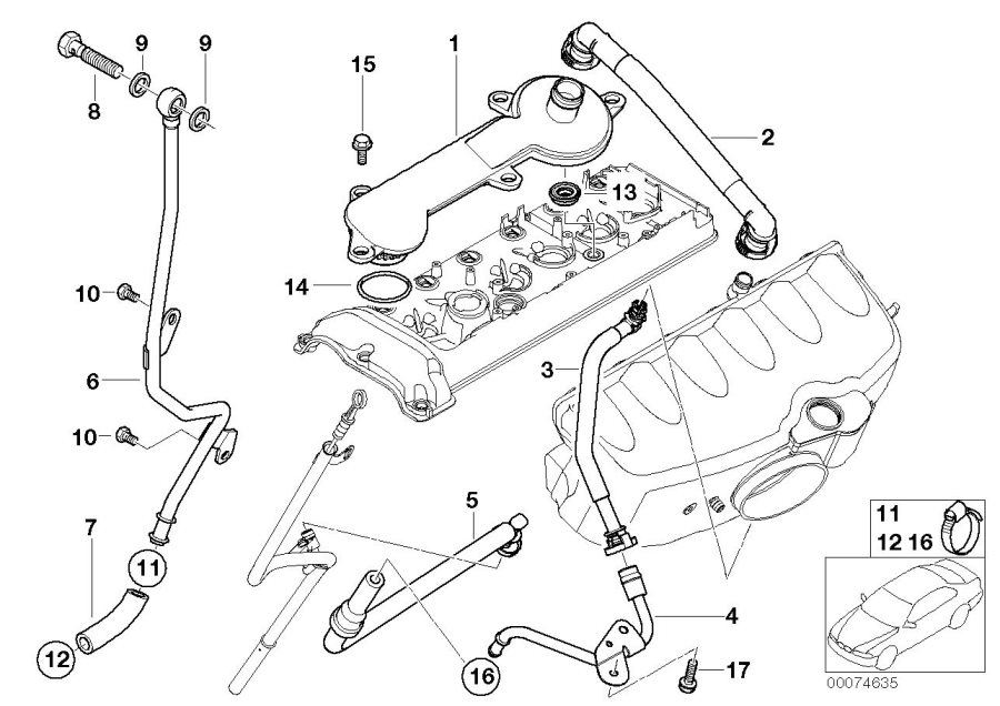 Diagram CRANKCASE-VENTILATION/OIL separator for your BMW M2 CS Racing  