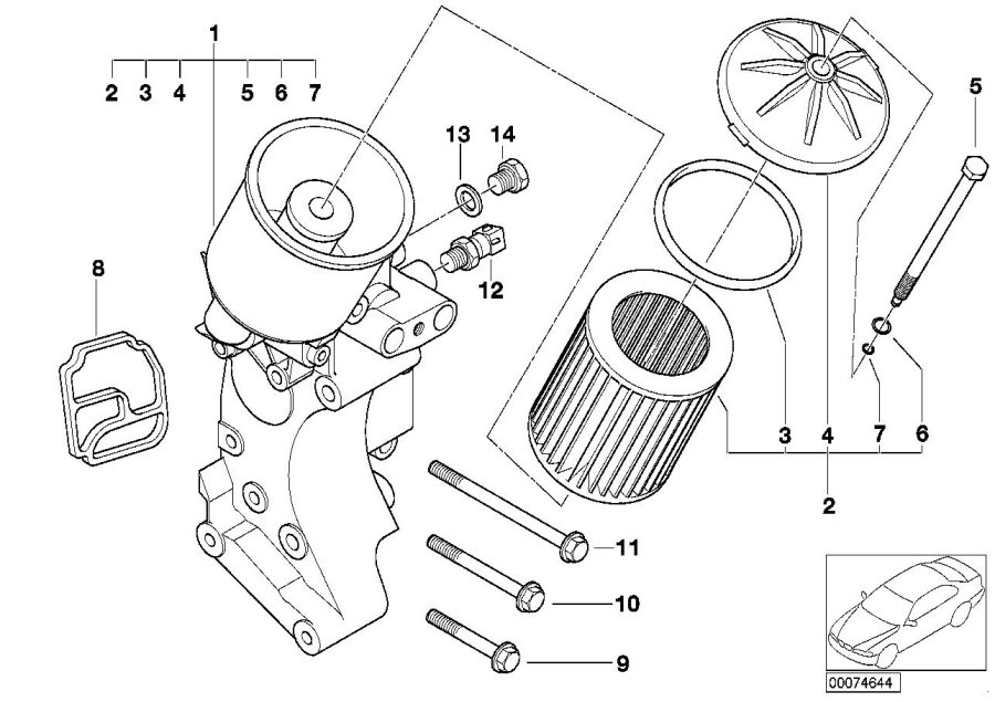 Diagram Lubrication system-oil filter for your 2005 BMW 525xi   