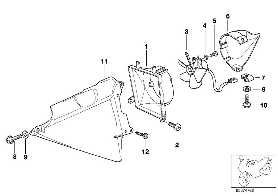 Diagram Fan housing, mounting parts for your 2007 BMW K1200LT   