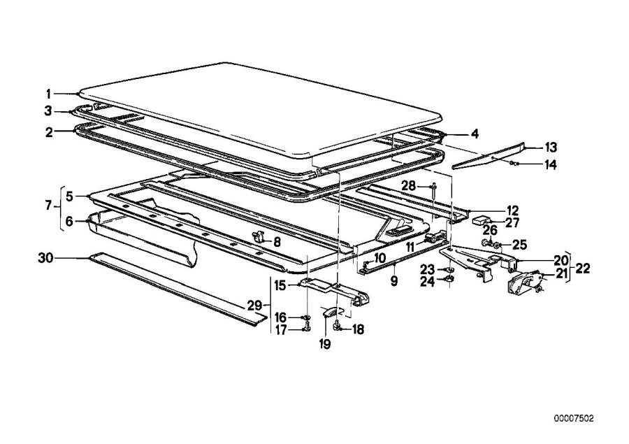 Diagram SLID.LIFT. ROOF-COVER/CEILING FRAME for your 1981 BMW 320i   