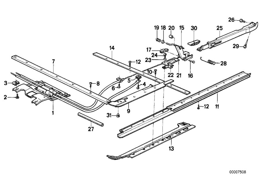 Diagram Single parts for sliding lifting roof for your 1988 BMW M6   