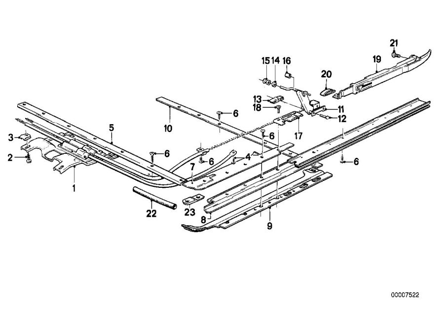 Diagram Single parts for sliding lifting roof for your 1988 BMW M6   