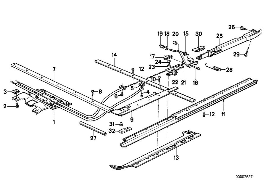 Diagram Single parts for sliding lifting roof for your BMW