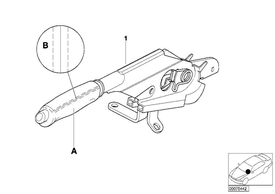 Full size assembly image of Individual handbrake lever, leather (1/1)