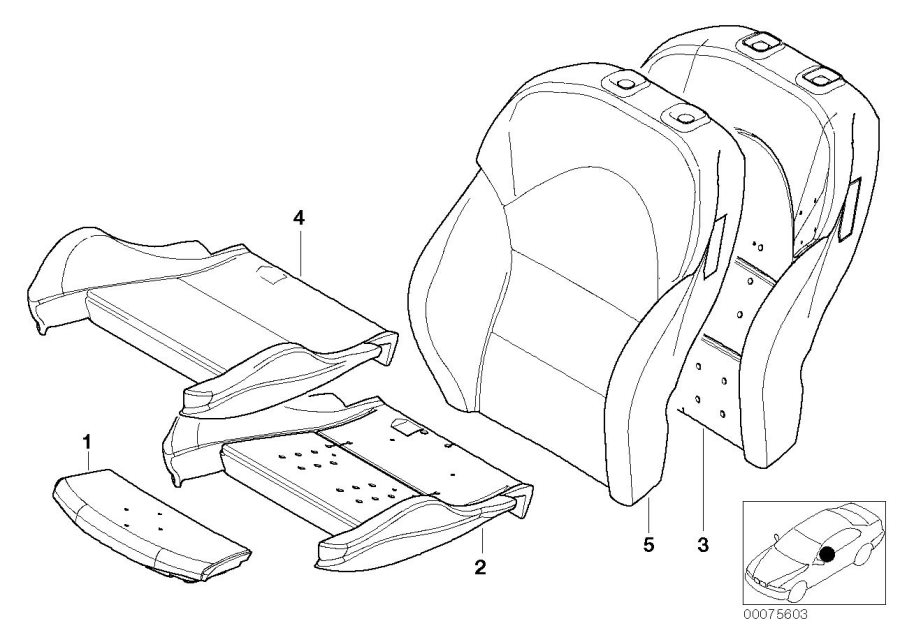 Diagram Seat, front, uphlstry, cover, Sport seat for your BMW