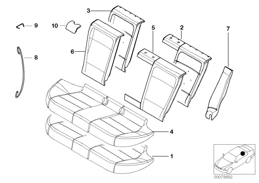 Diagram Seat, rear, uphlstry/cover, load-through for your 2014 BMW M6   