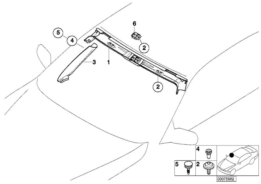 Diagram Trim panel A-column/Int.windshield panel for your BMW