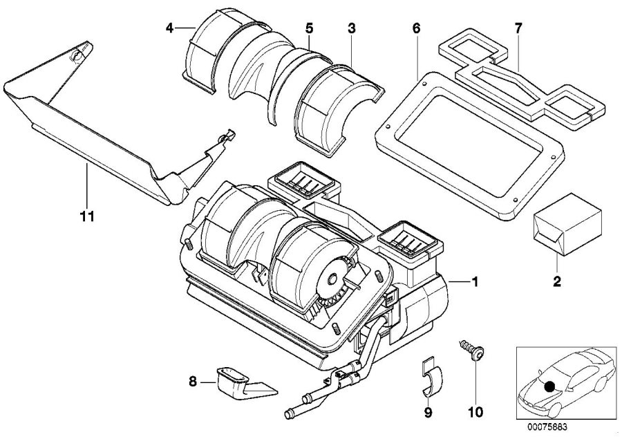 Diagram Housing parts, heater Behr for your BMW M6  