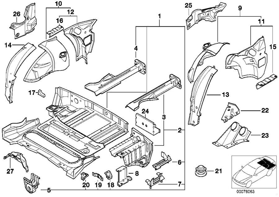 Diagram Floor panel TRUNK/WHEEL housing rear for your 2013 BMW M6   