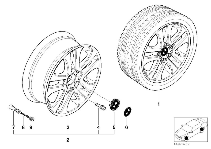 Le diagramme Jante à doubles rayons (Styl. 79) pour votre BMW 320i  