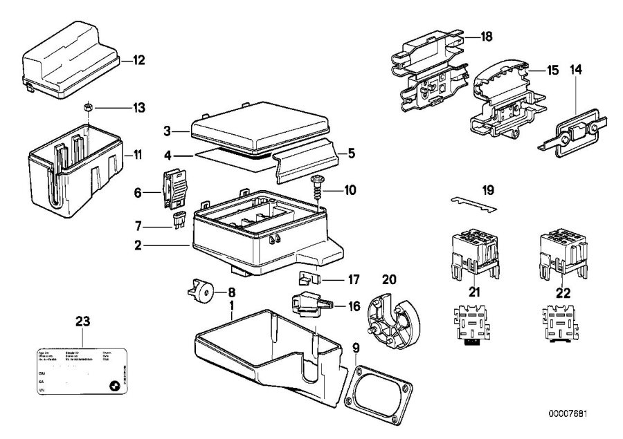 Le diagramme Composants de boîte à fusibles pour votre BMW