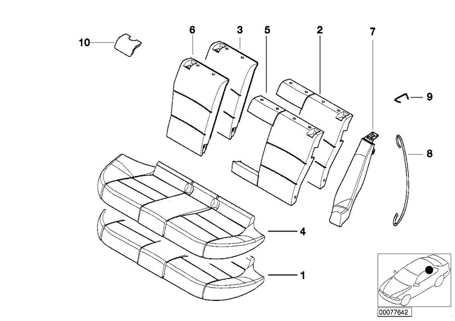 Diagram Seat, rear, uphlstry/cover, load-through for your BMW