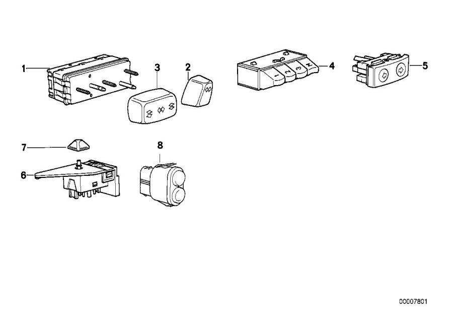 Diagram Various switches for your BMW