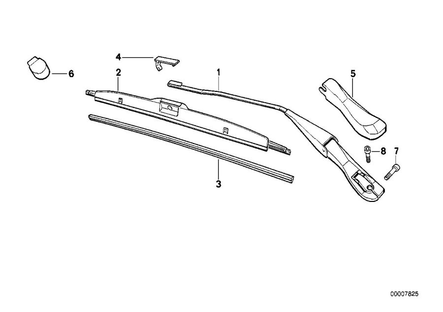 Diagram Single components for wiper arm for your 1982 BMW 633CSi   