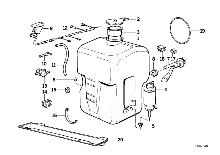 Le diagramme Pièces de dispositif de lave-glace pour votre BMW