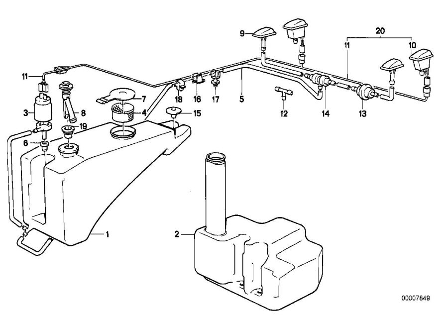 Le diagramme Pièces de dispositif de lave-glace pour votre BMW