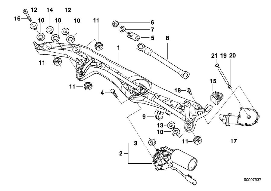 Diagram Single wiper parts for your 2018 BMW 530e   