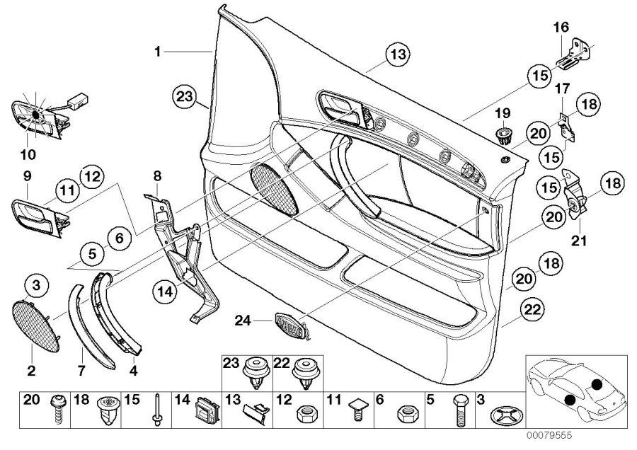 Le diagramme Revêtement de porte avant/airbag latéral pour votre BMW