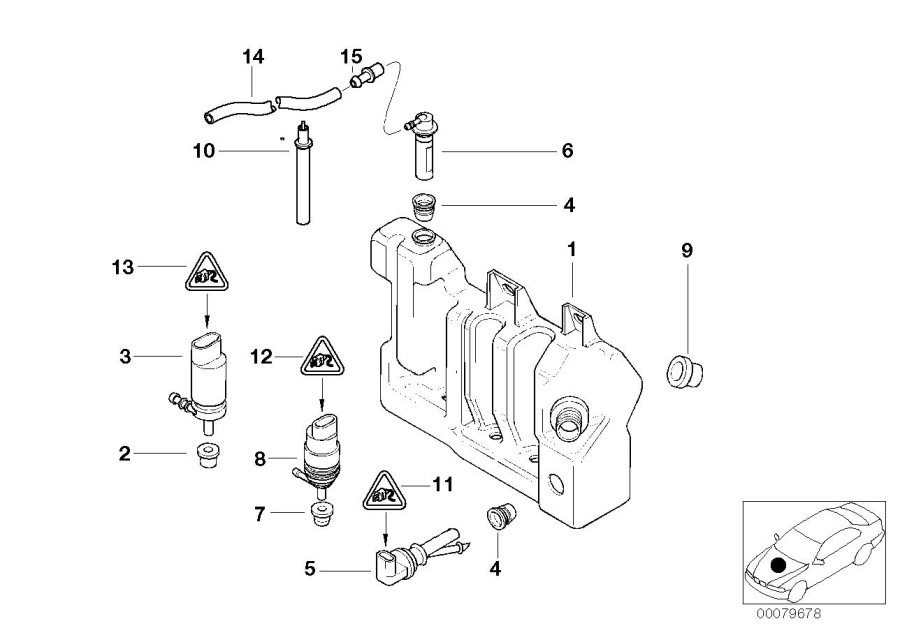 Diagram Head lamp cleaning device container for your BMW