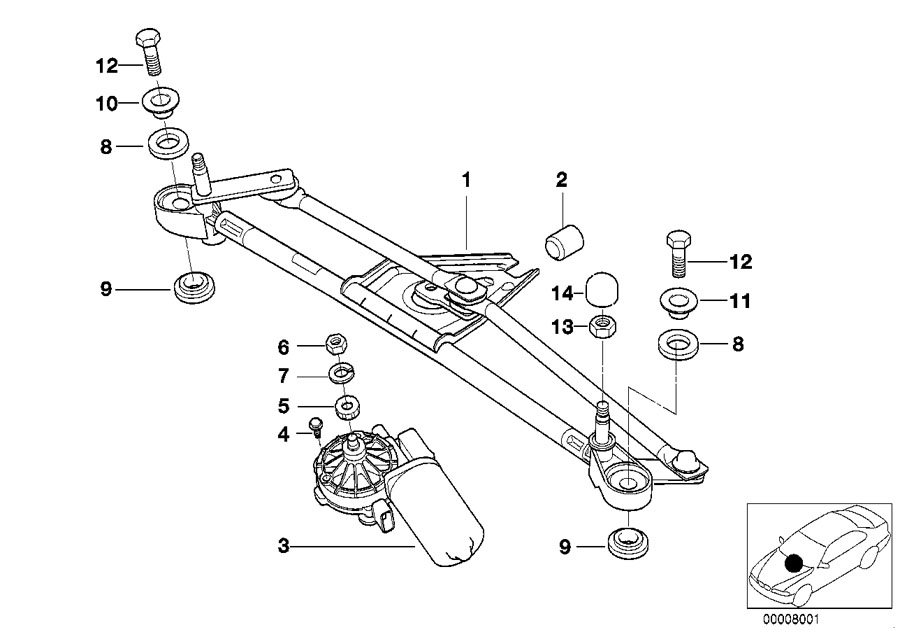 Diagram Single wiper parts for your BMW