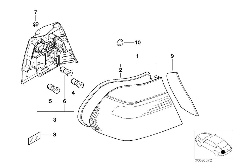 Diagram Rear light in the side panel for your 1998 BMW 328i Convertible Manual 