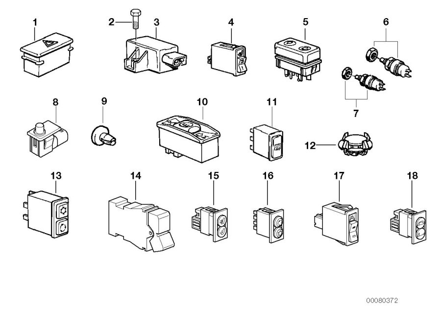 Diagram Various switches for your BMW