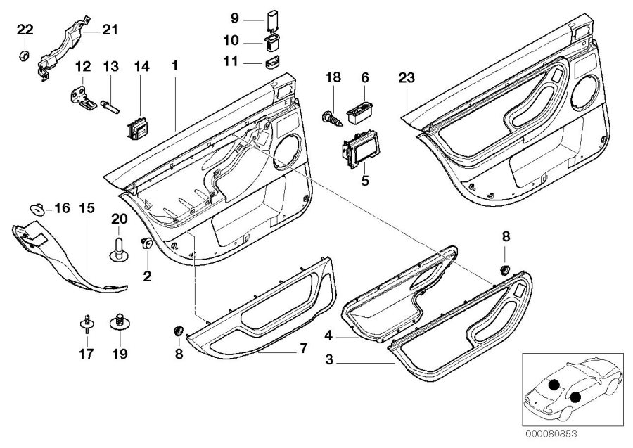 Diagram Door trim, rear for your 2016 BMW M6   