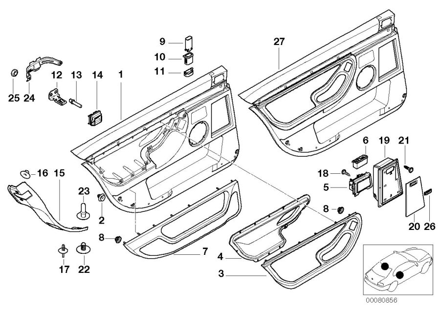 Diagram Long version rear door lining for your BMW