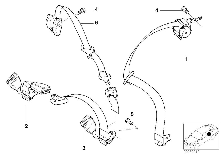 Diagram Safety belt rear for your BMW