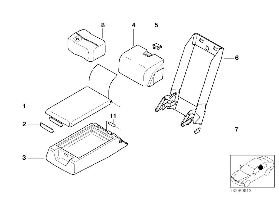 Diagram Rear seat center armrest for your 2010 BMW M6   