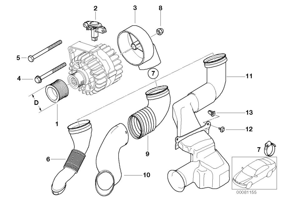 Diagram Alternator parts 120A/140A Valeo for your BMW 330xi  