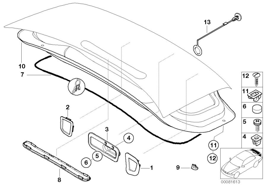 Diagram Trunk lid trim panel for your BMW