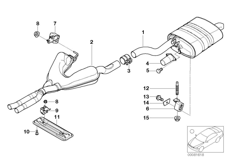 Diagram Center and rear muffler for your 2012 BMW 335i   
