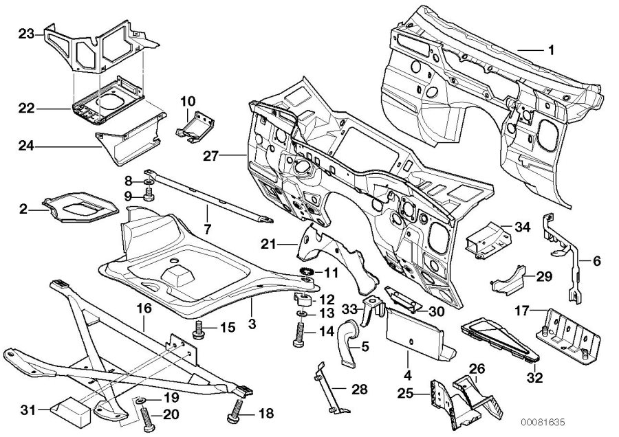 Diagram Splash wall parts for your 1998 BMW 328i Coupe Manual 