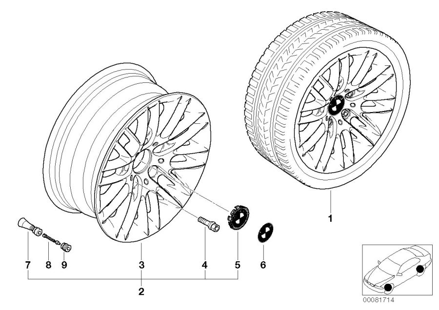 Le diagramme Jante à rayons doubles (Styl. 82) pour votre BMW 540i  