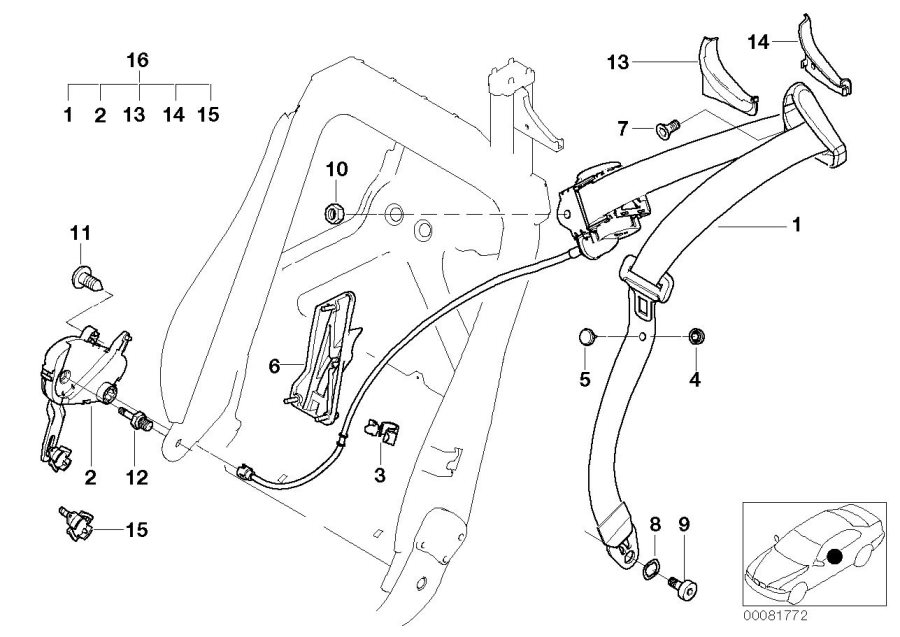 Le diagramme Ceinture de sécurité avant droite pour votre BMW