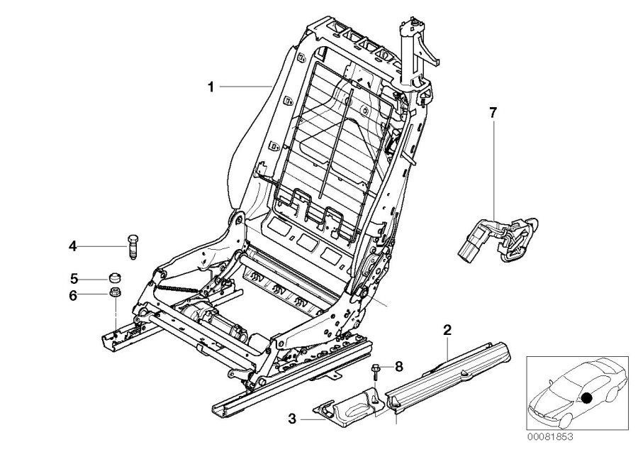 Diagram Front seat backrest frame for your BMW