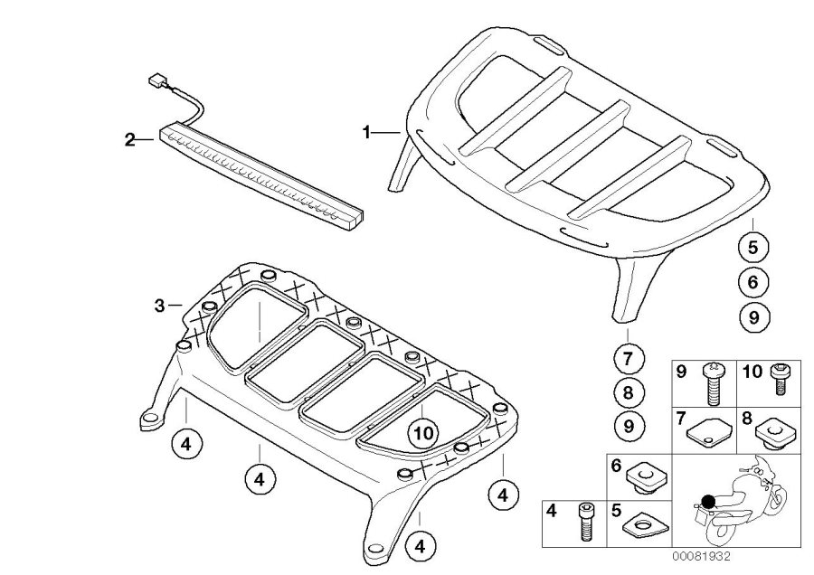 Diagram Rail with brake light for your 2016 BMW K1600GTL Exclusive   