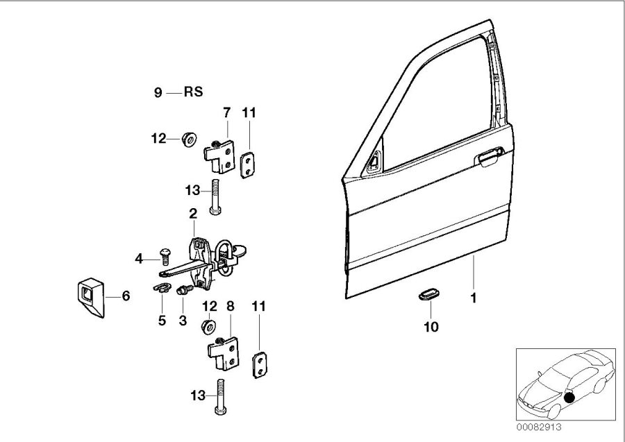 Diagram Front DOOR-HINGE/DOOR brake for your BMW