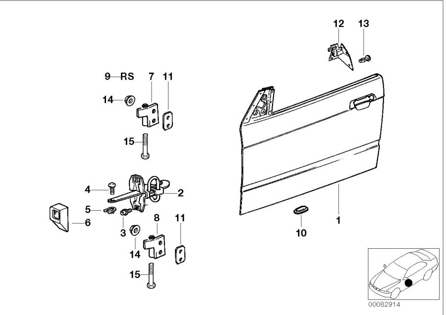 Diagram Front DOOR-HINGE/DOOR brake for your BMW M6  