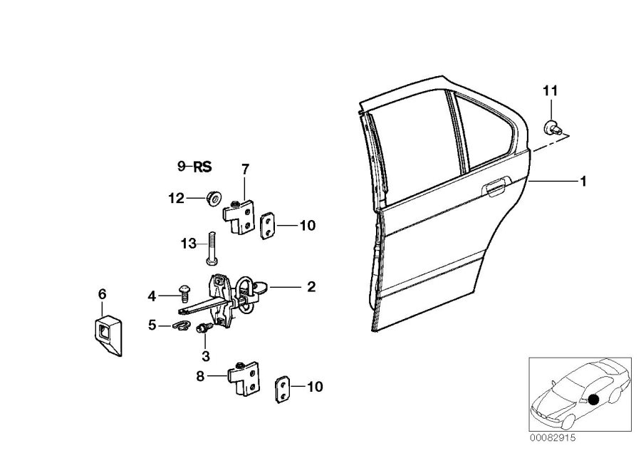 Diagram Rear door - hinge/door brake for your 2016 BMW M6   