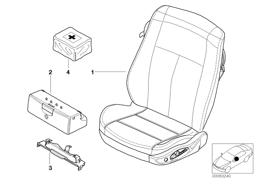 Diagram Seat, front, complete seat for your BMW