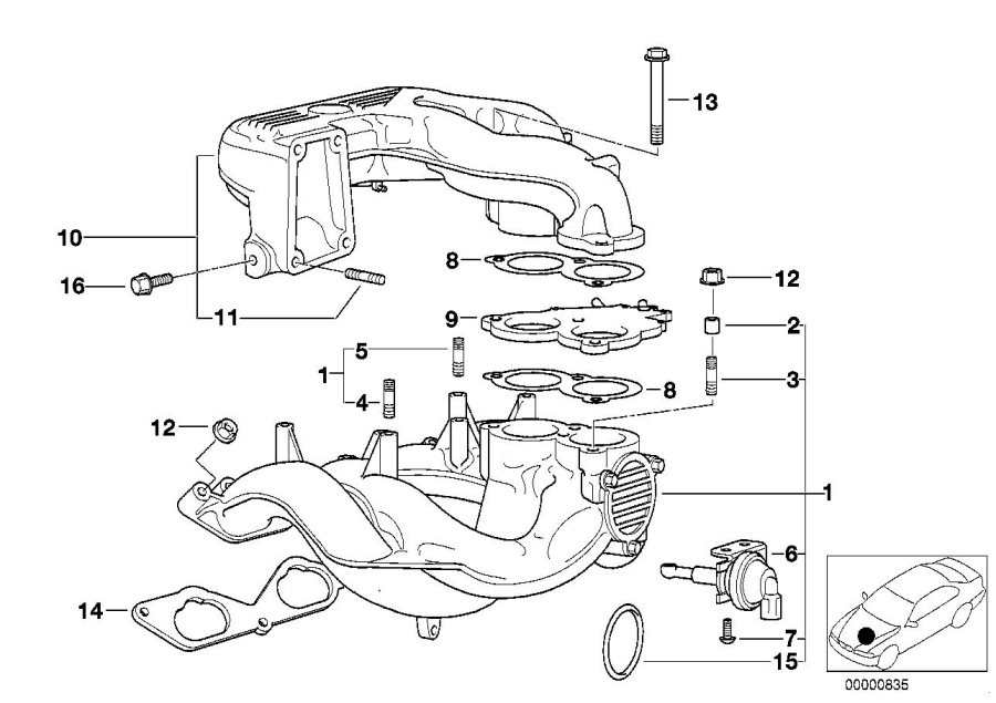 Diagram Intake manifold system for your BMW X2  