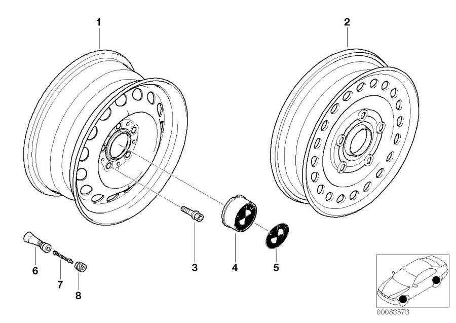 Le diagramme Jante en acier (styl.12) pour votre BMW 320i  