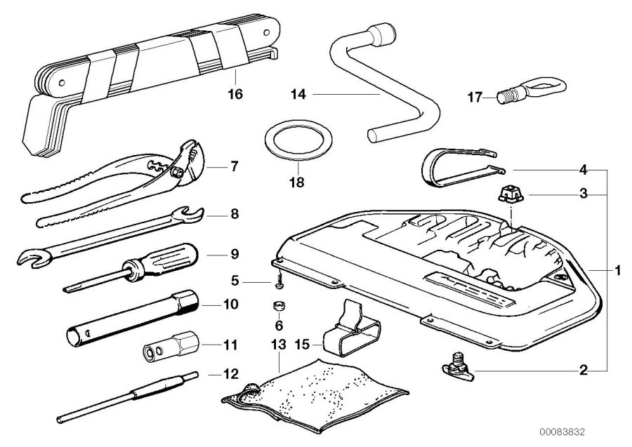 Diagram Car tool/Tool box for your 1991 BMW M3   