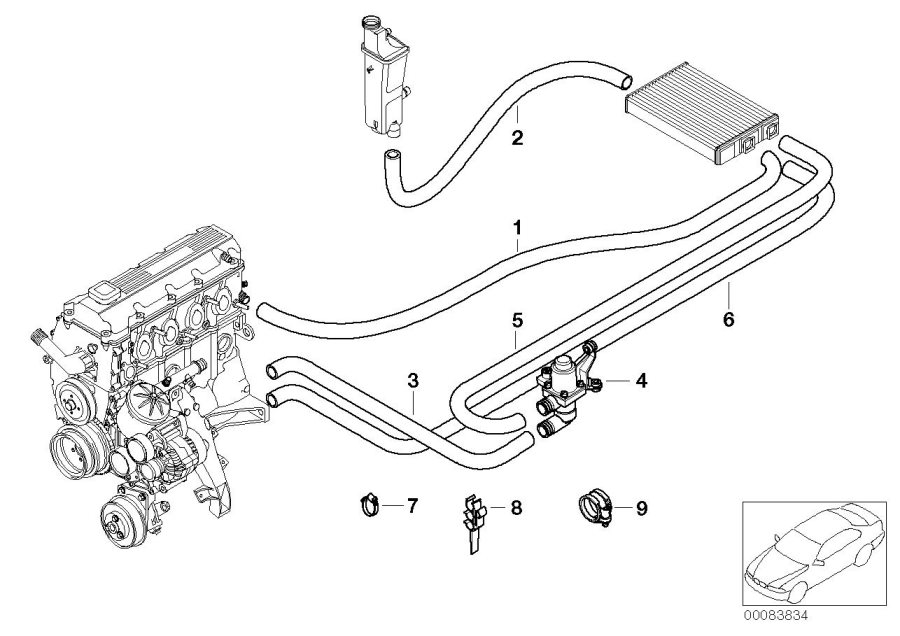 Diagram Water HOSES/WATER valve for your 2000 BMW X5   