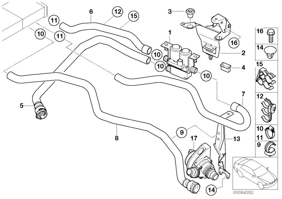 Diagram Water VALVE/WATER hose ihka for your BMW M2 CS Racing  