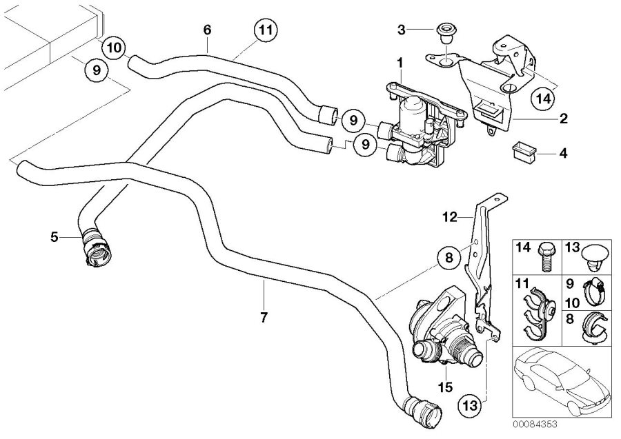 Diagram Water VALVE/WATER hose ihka Basis for your 1996 BMW