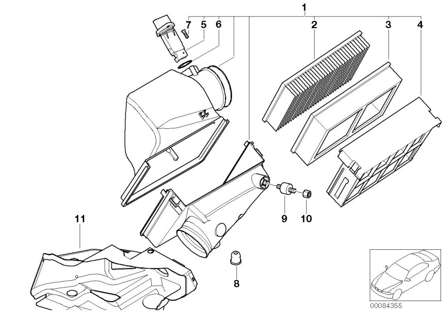 Diagram Intake silencer / Filter cartridge Intake silencer / Filter cartridge for your 2015 BMW M6   