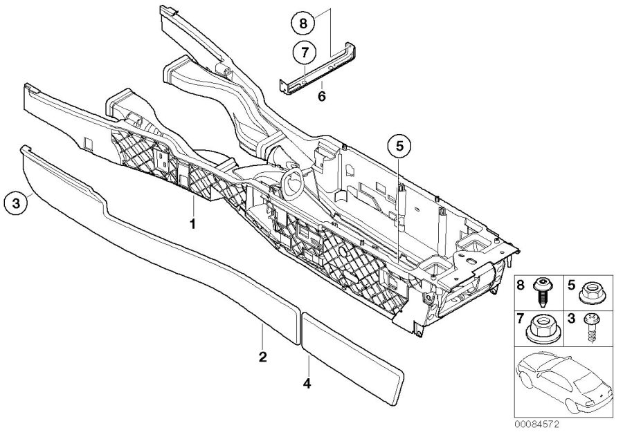 Diagram Mount, center console for your BMW